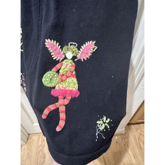 Talbots Womens Angel Full Zip Knit Cardigan Sweater XL Navy Blue Mock Neck - Picture 9 of 12